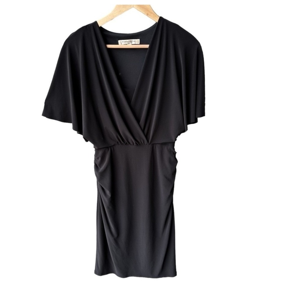 Evan Picone Dress Sheath Black Ruched Business Casual Preppy Wedding Size 4